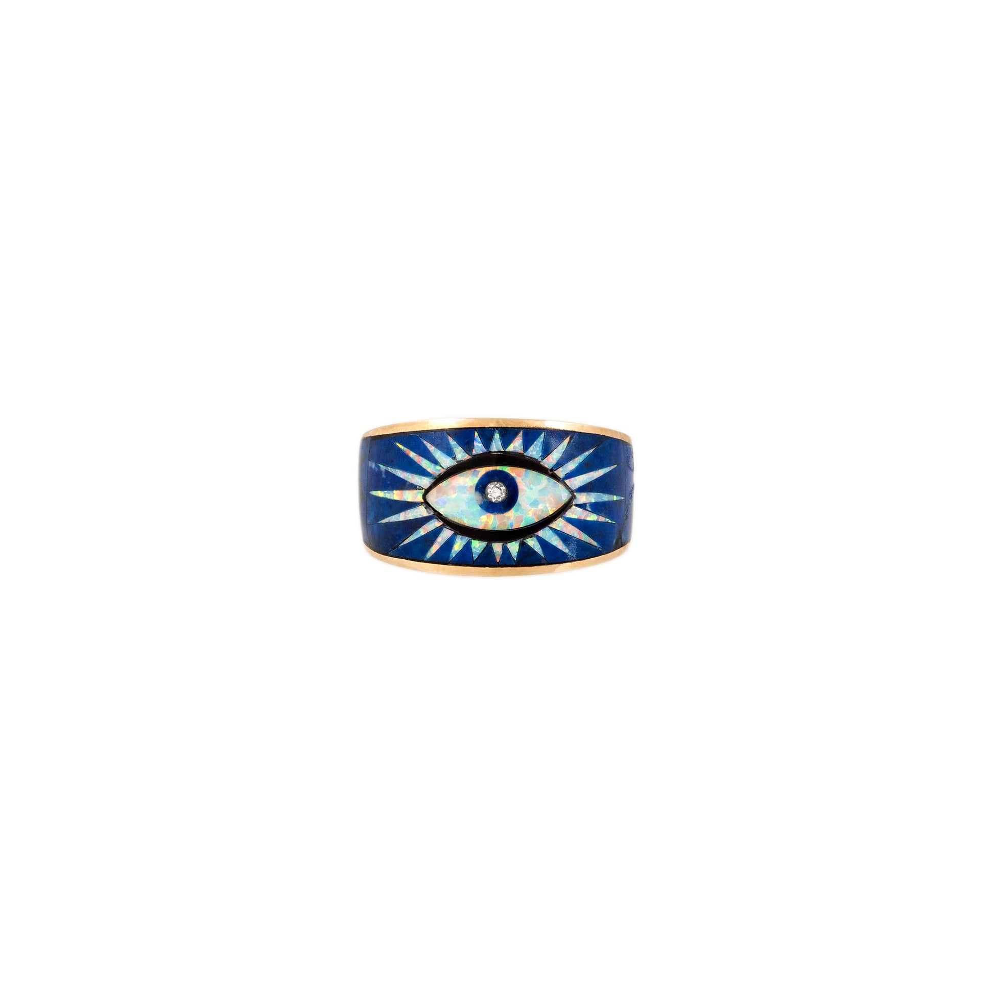 Lapis + Opal Inlay Eye Burst Ring