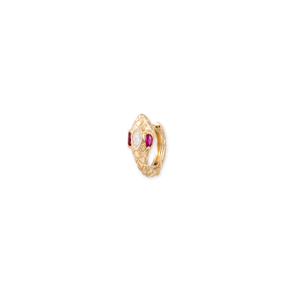 RUBY EYES MARQUISE DIAMOND HEAD SNAKE MINI HOOP