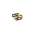 Large Oxidized Feather Wrap Ring