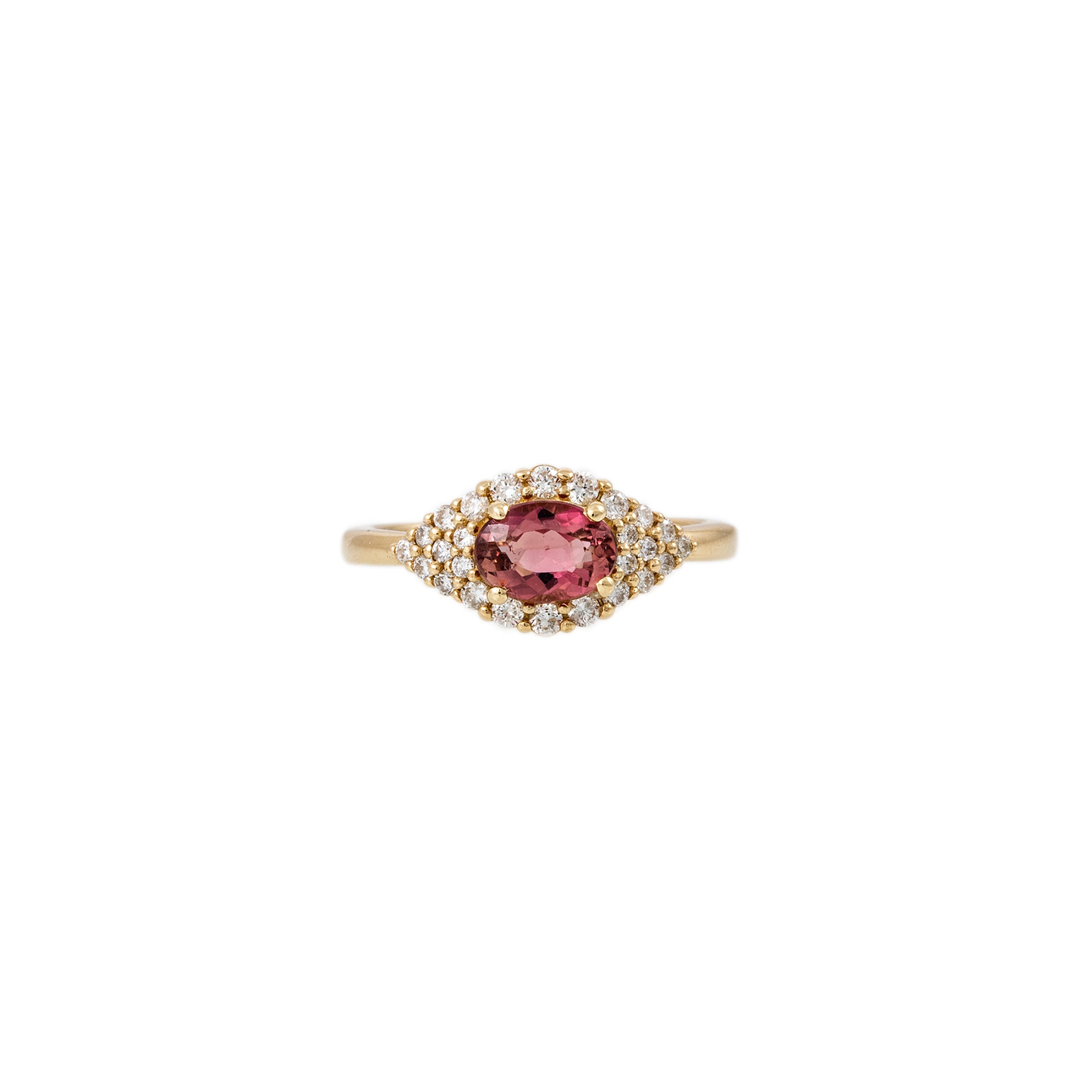Pave Pink Tourmaline Center Eye Ring