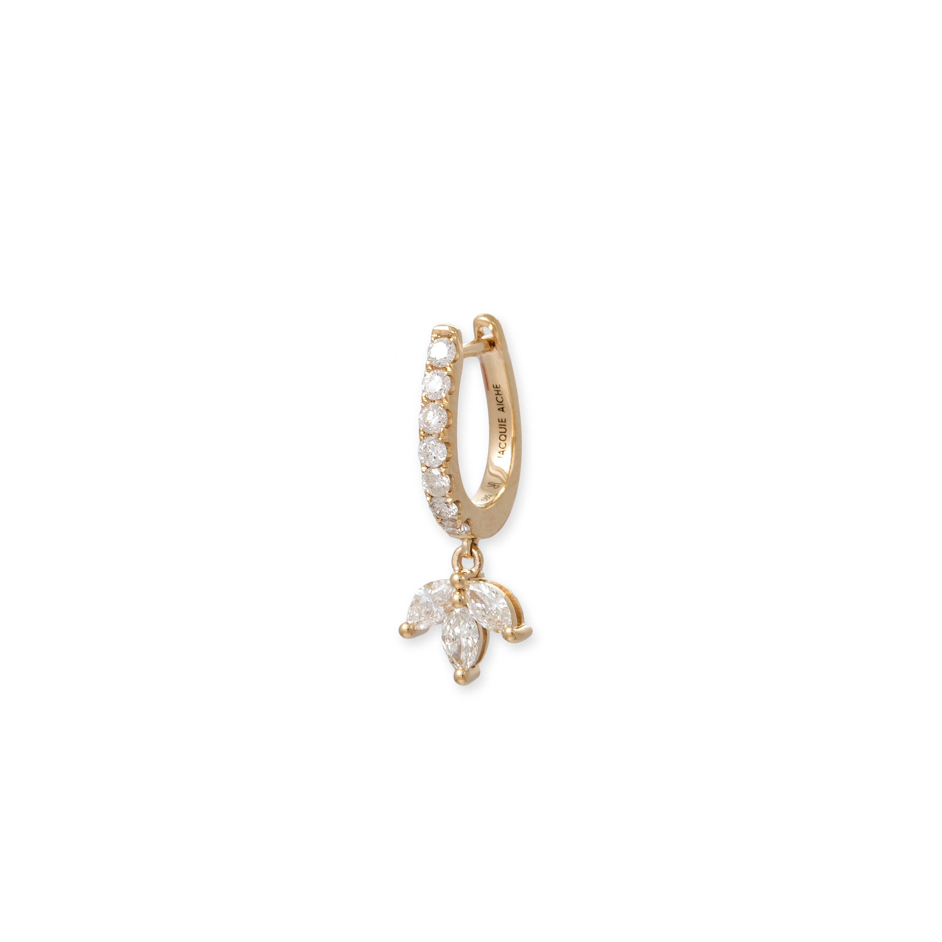 Marquise Diamond Blossom Drop Oval Pave Mini Hoop