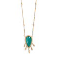 Pave Amazonite Teardrop + 5 Marquise Diamond Shaker Smooth Bar Necklace