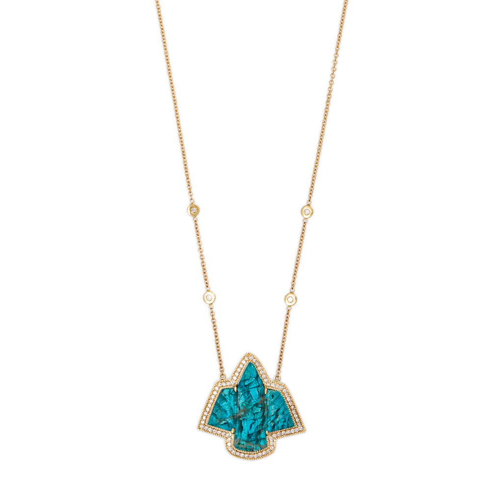 Pave Small Chrysocolla Thunderbird Necklace