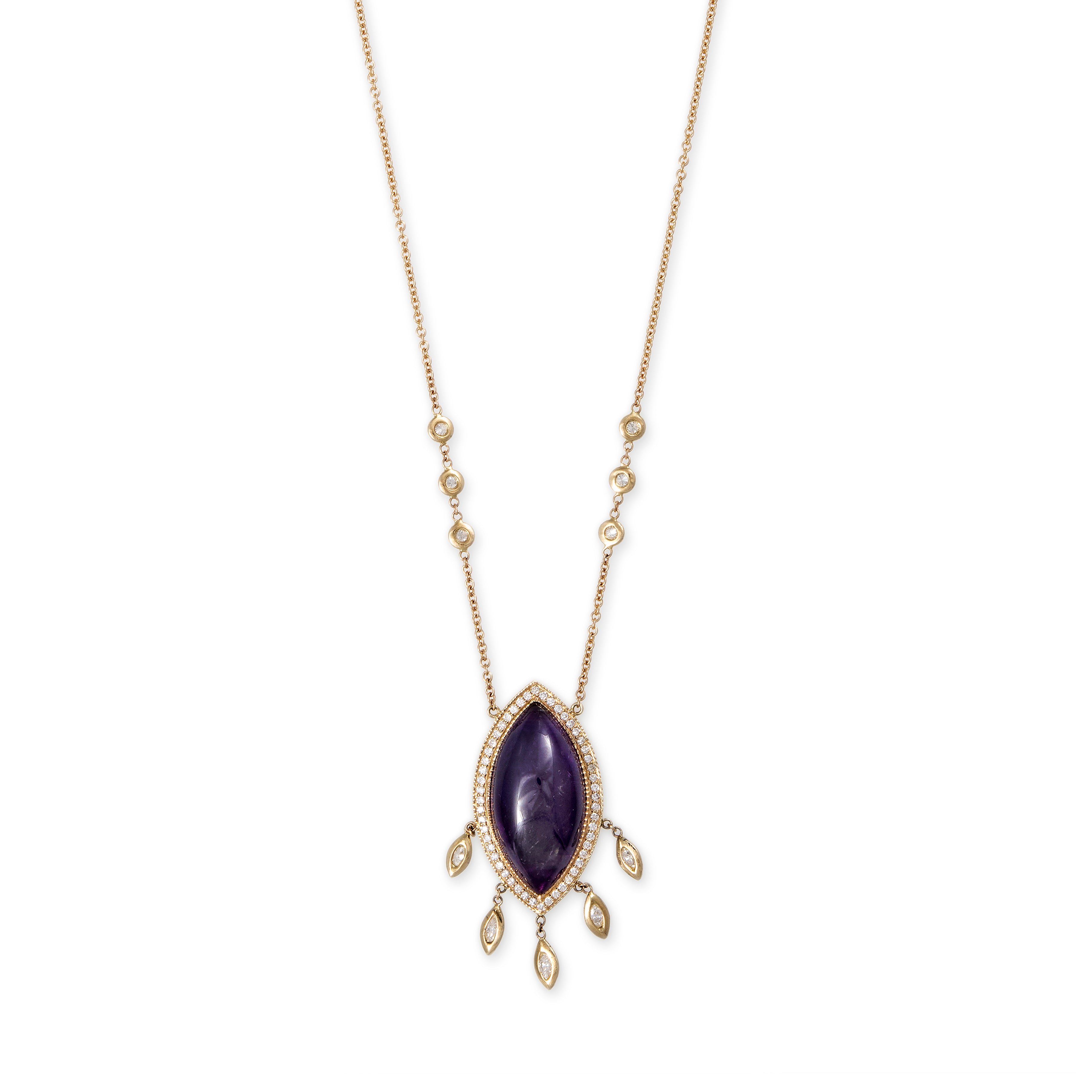 PAVE AMETHYST MARQUISE + 5 MARQUISE DIAMOND SHAKER NECKLACE