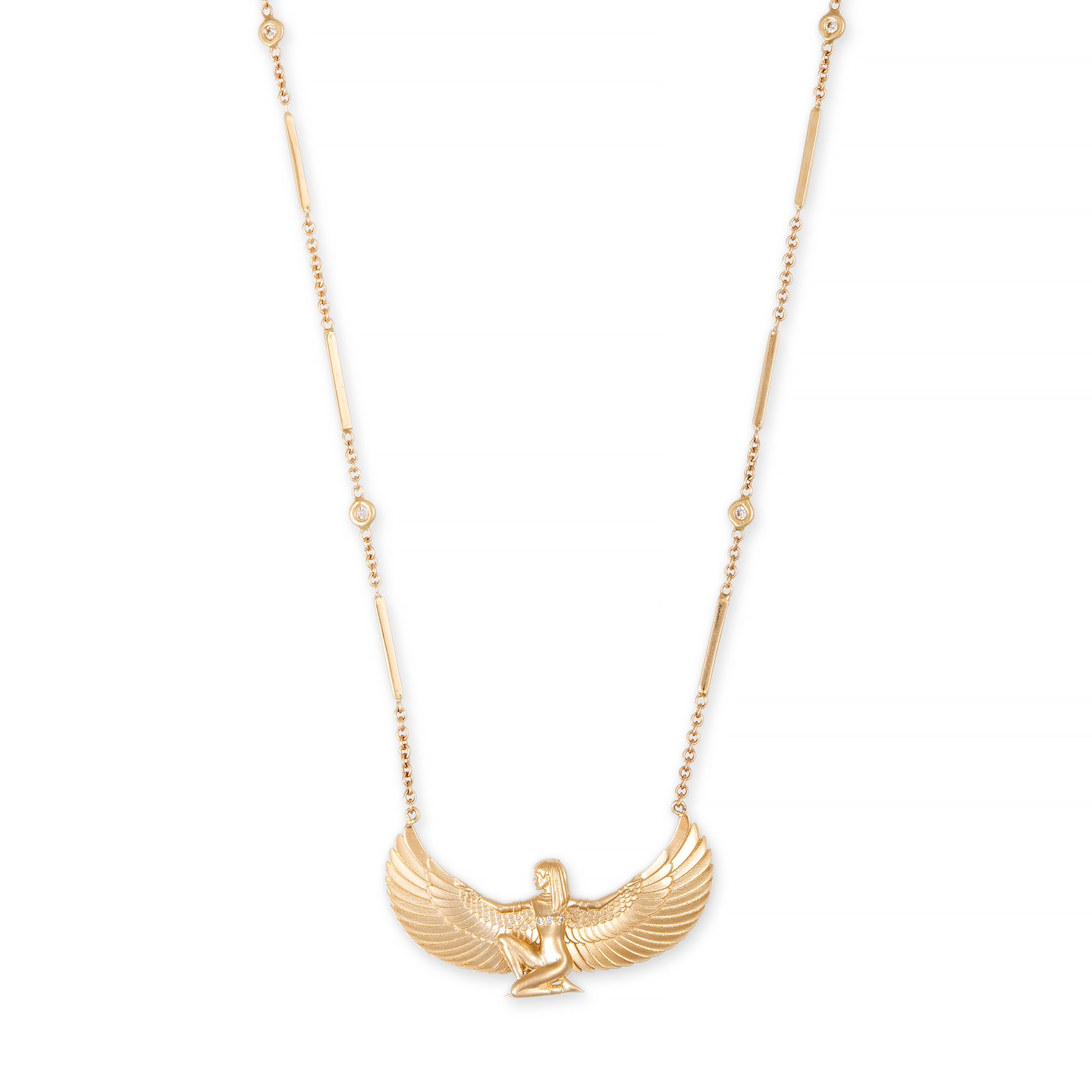 Medium Pavé Isis Smooth Bar Diamond Necklace