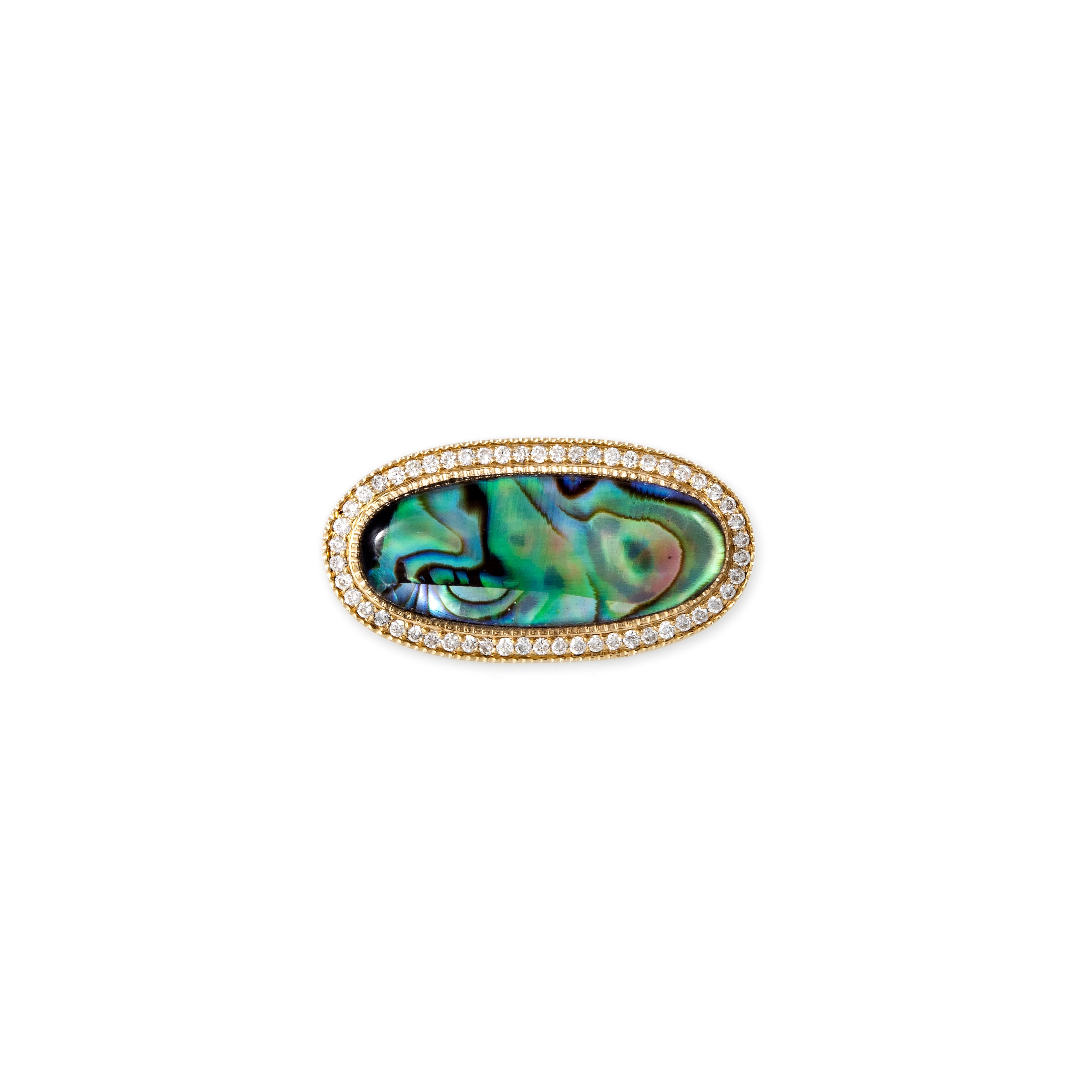 PAVE OVAL ABALONE RING