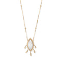 Pave Moonstone Marquise + 5 Marquise Diamond Shaker Smooth Bar Necklace
