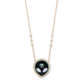 Pave Onyx + Pearl Alien Heart Eye Inlay Necklace