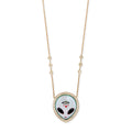 Pave Pearl + Onyx Alien Heart Eye Inlay Necklace