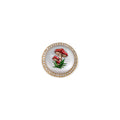 Pave Hand Painted Red Mushroom on Mother of Pearl Signet Ring
