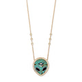 Pave Turquoise + Onyx Alien Heart Eye Inlay Necklace