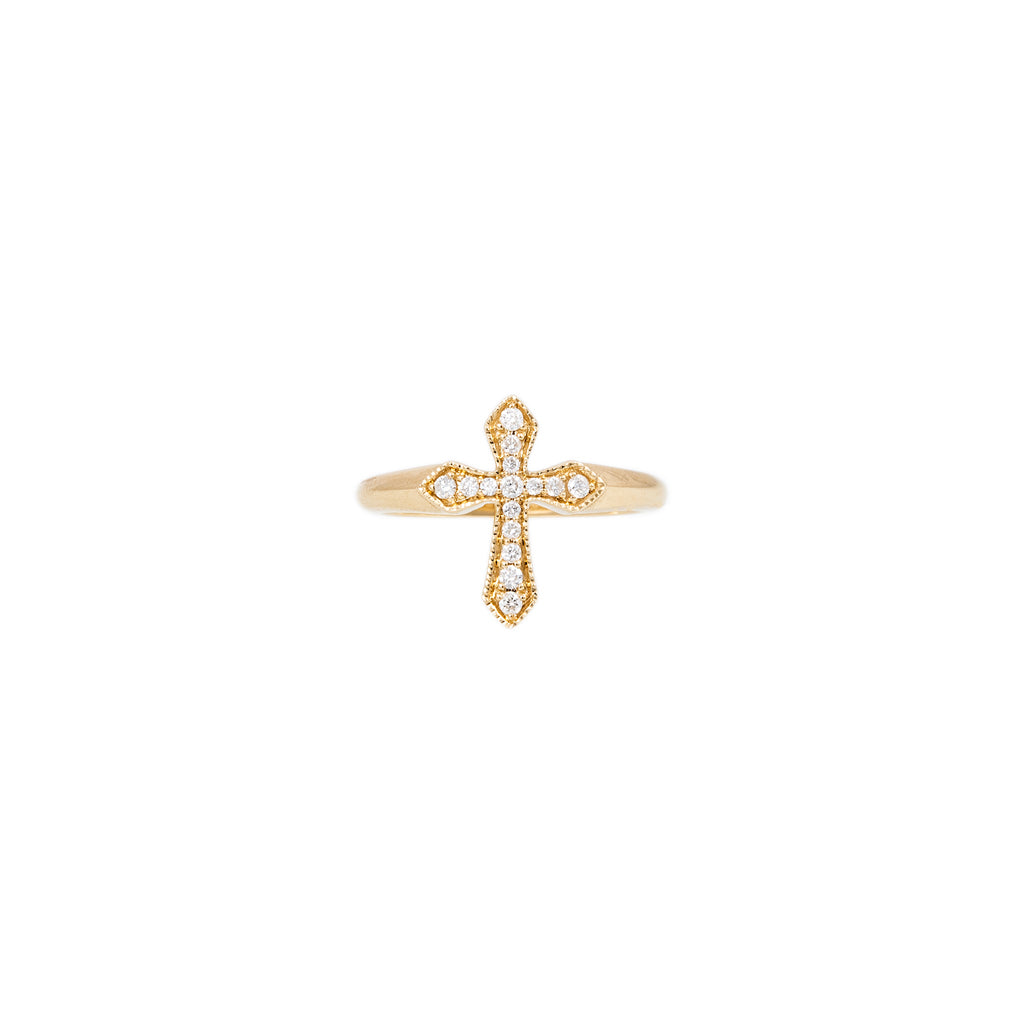 Pave Diamond Gothic Cross Ring