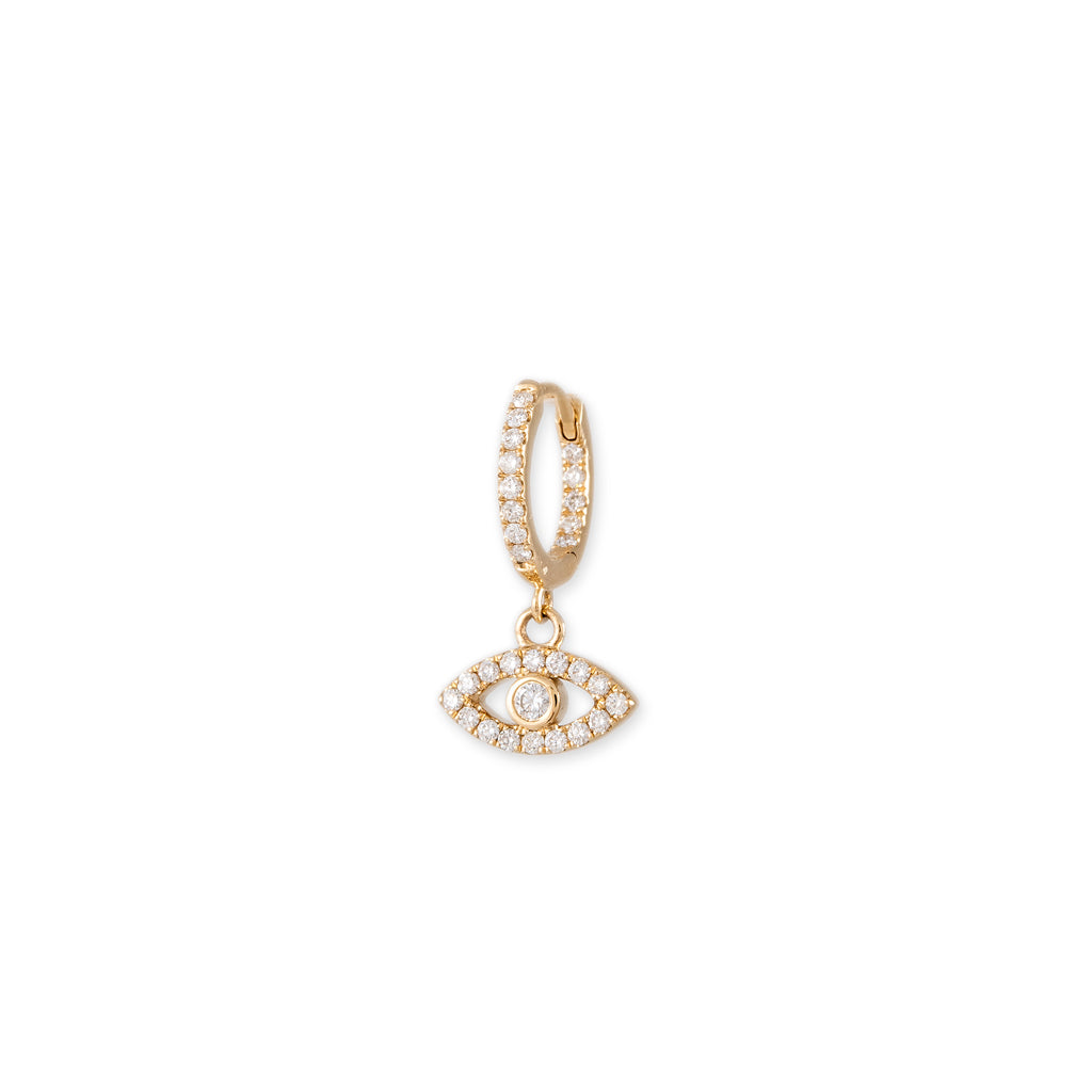 Pave Diamond Eye Drop Mini Hoop