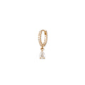 Pave Diamond + Diamond Teardrop Mini Hoop