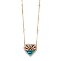 Pavé Coral Sunshine Inlay Heart Smooth Bar Necklace