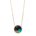 Pavé Round Onyx + Opal Scenic Galaxy Inlay Necklace