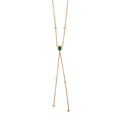 Pave Emerald Teardrop Diamond Bolo Y Necklace