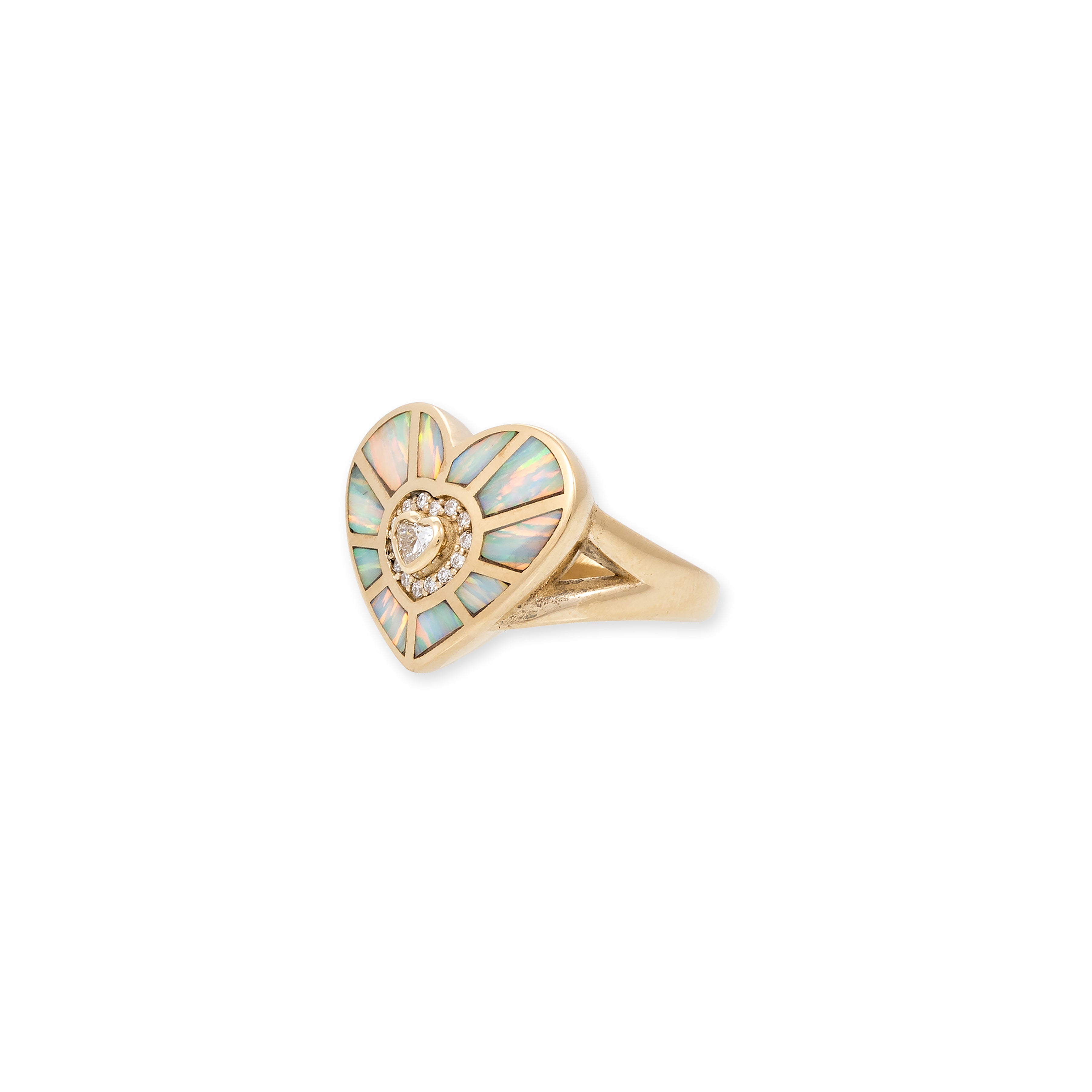 Colour Blossom Mini Star Ring, Pink Gold, Malachite And Diamond