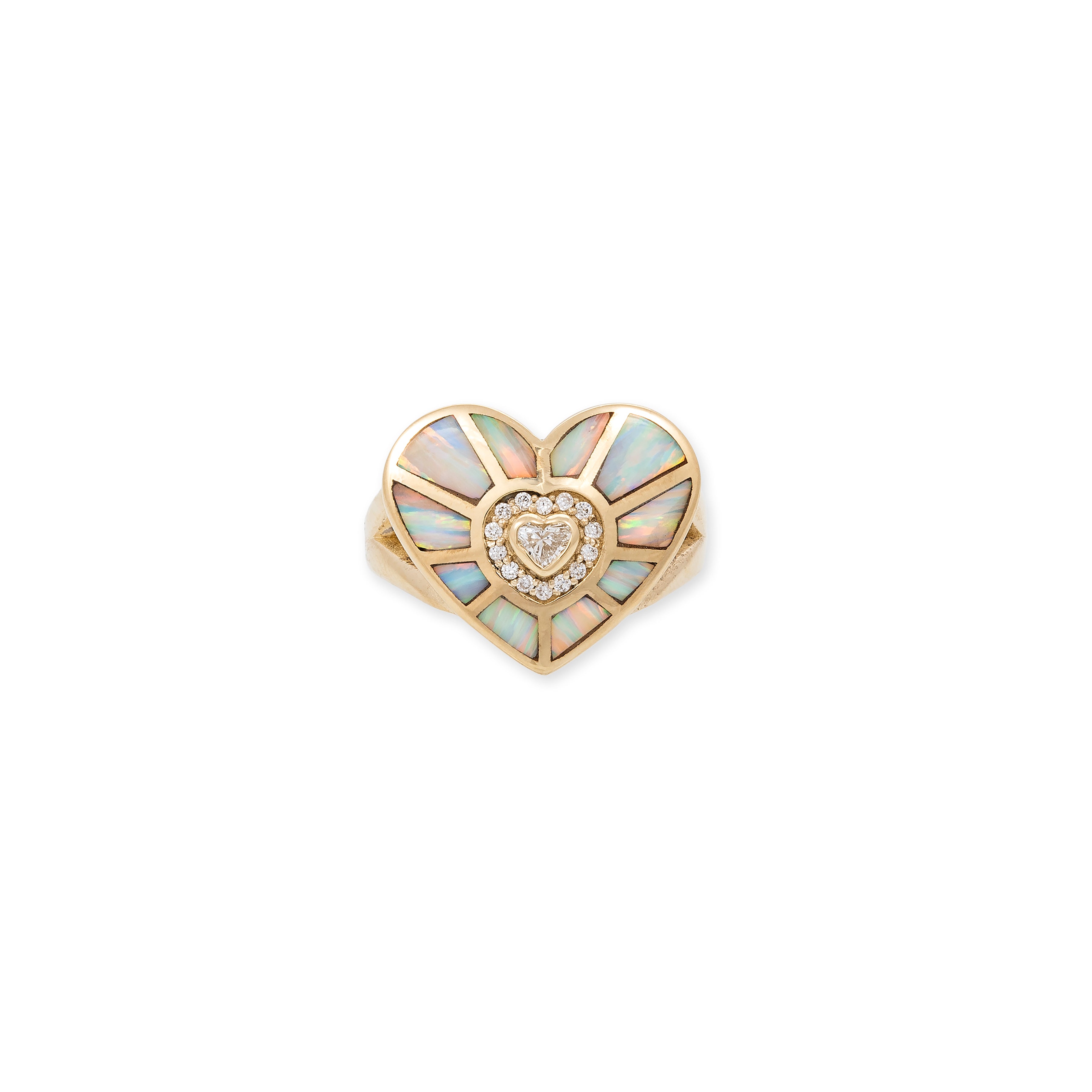 Colour Blossom Mini Star Ring, Pink Gold, Malachite and Diamond