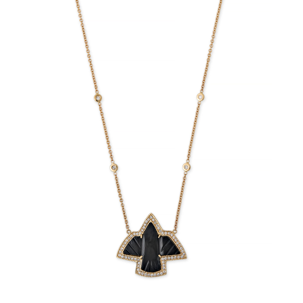 Pave Small Onyx Thunderbird Necklace