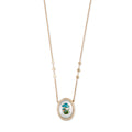 Hand Painted Blue Mushrooms on Mother of Pearl Necklace