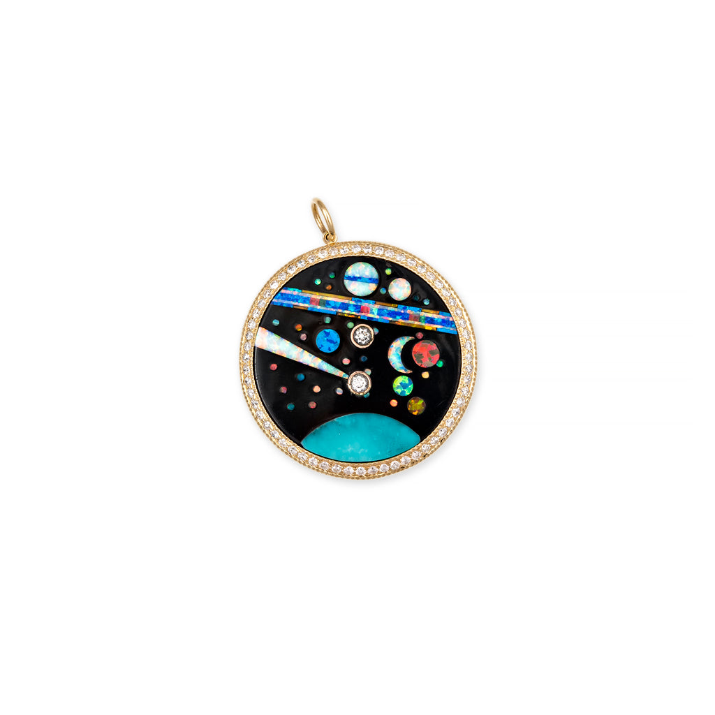 Pave Round Diamond Galaxy Inlay Charm