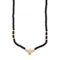 Diamond Thunderbird + Gold and Onyx Beaded Necklace