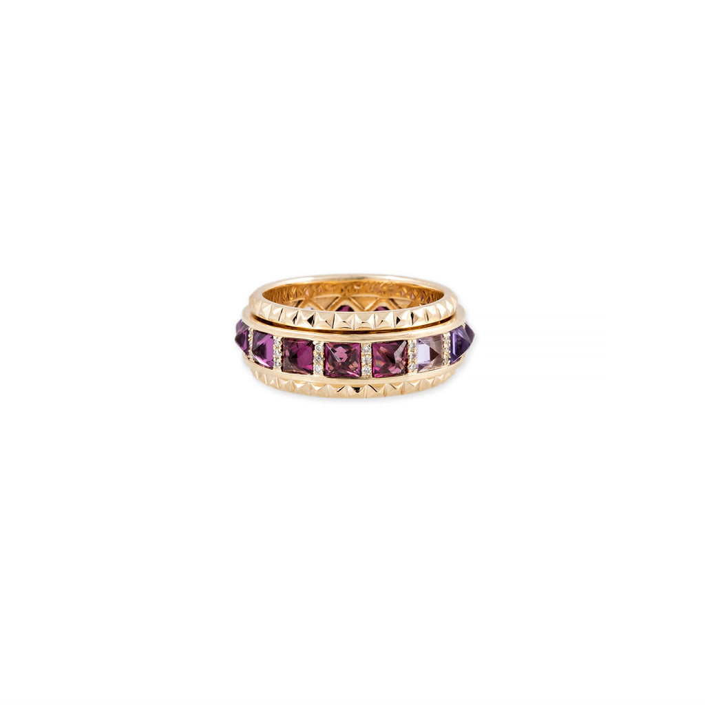 PAVE DIAMOND PURPLE OMBRE SAPPHIRE SPIKE SPINNER RING
