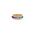Pave Diamond Rainbow Sapphire Spike Spinner RIng