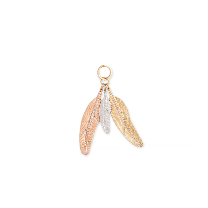 TRIPLE PAVE FEATHER CHARM