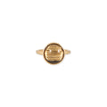 Round Rutilated Quartz Basket Hammered Ring