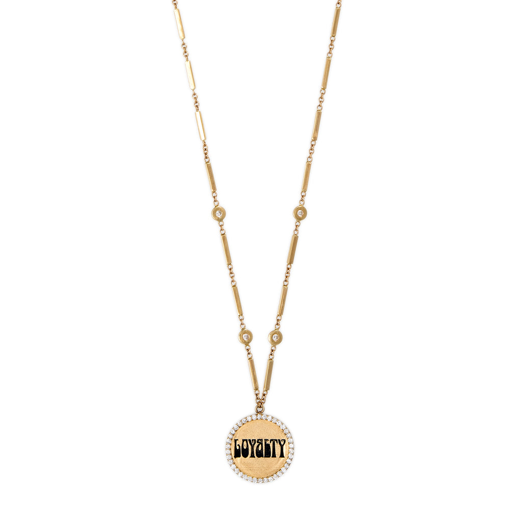 PAVE GROOVY "LOYALTY" DISC NECKLACE