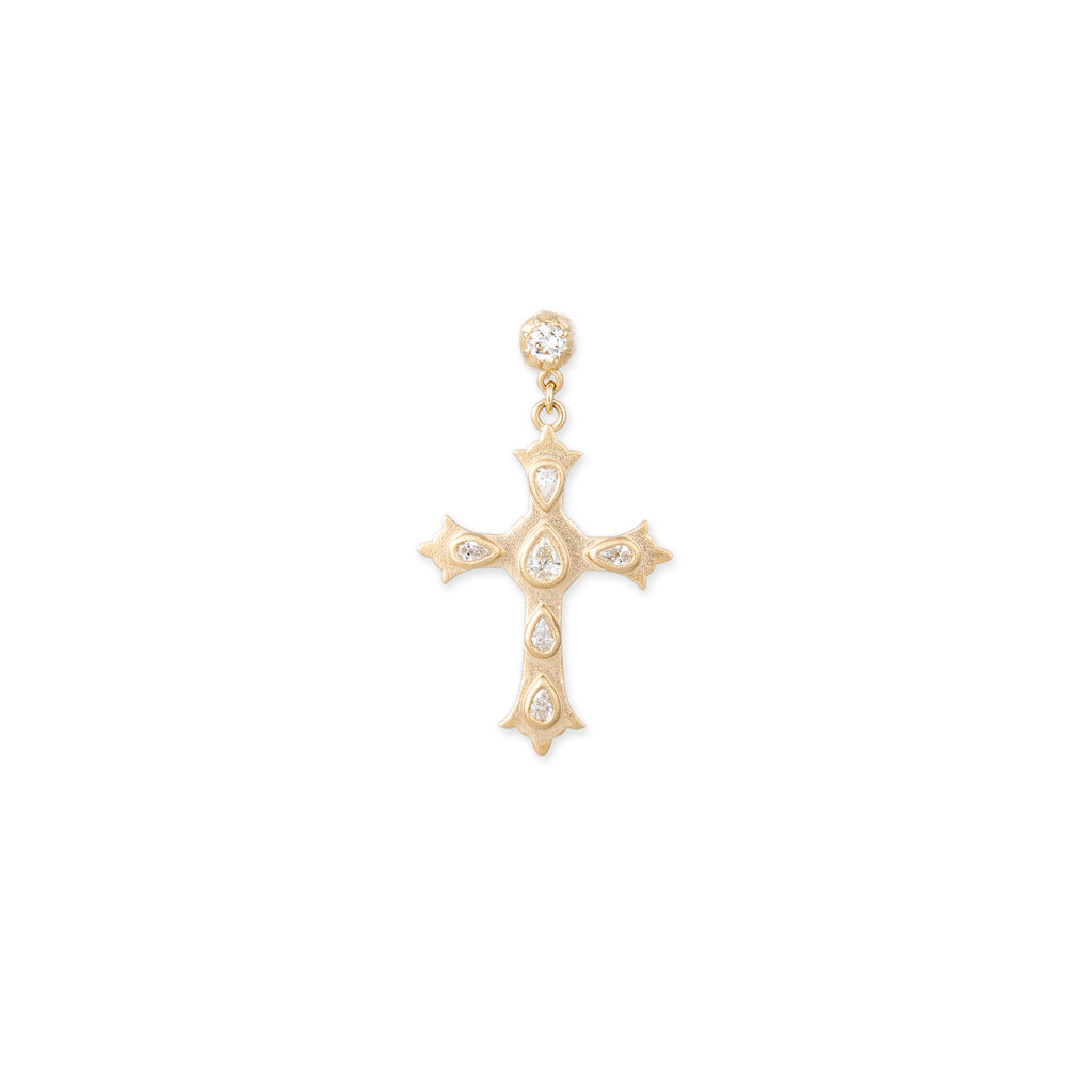 SOPHIA DIAMOND + TEARDROP DIAMOND CROSS DROP STUD