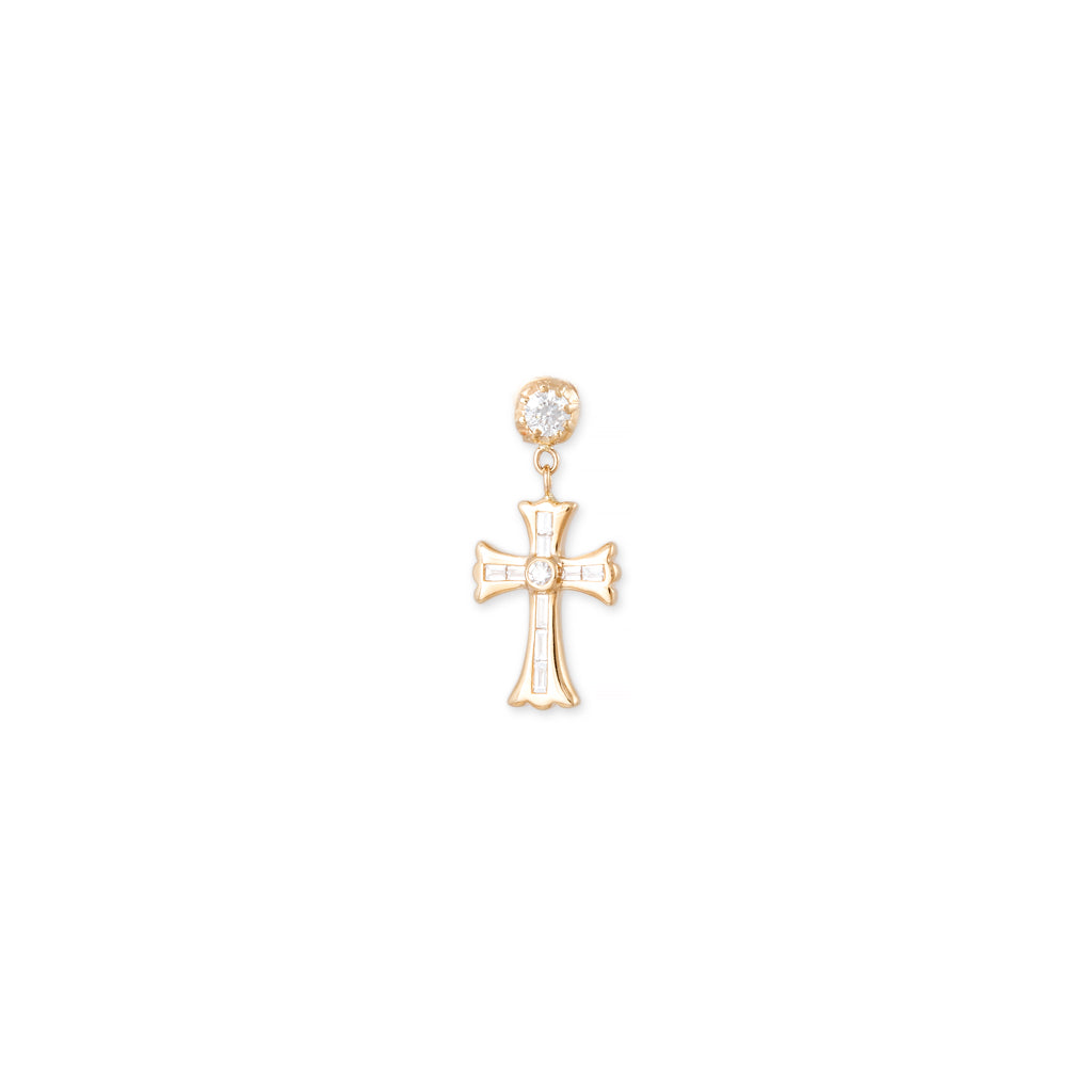 SOPHIA DIAMOND + BAGUETTE CROSS DROP STUD