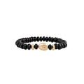 Scarab + Gold and Onyx Beaded Stretch Bracelet