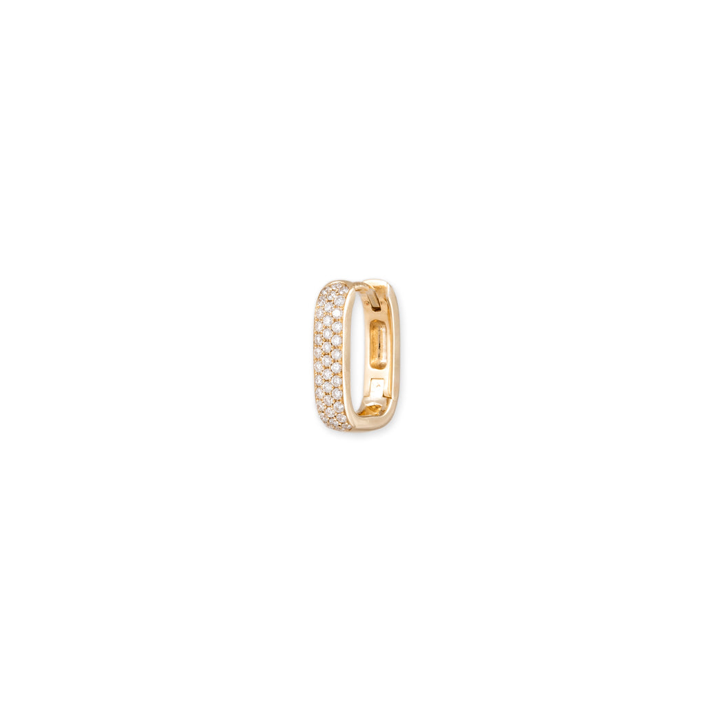 Small Rectangle Pave Diamond Mini Hoop