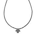 Small Hematite Thunderbird + Gold and Onyx Beaded Toggle Necklace
