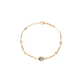Pave Aquamarine Center Eye Diamond Smooth Bar Bracelet