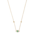 Small Pave Emerald Oval Center Eye Diamond Necklace