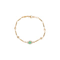 Pave Emerald Center Eye Diamond Smooth Bar Bracelet