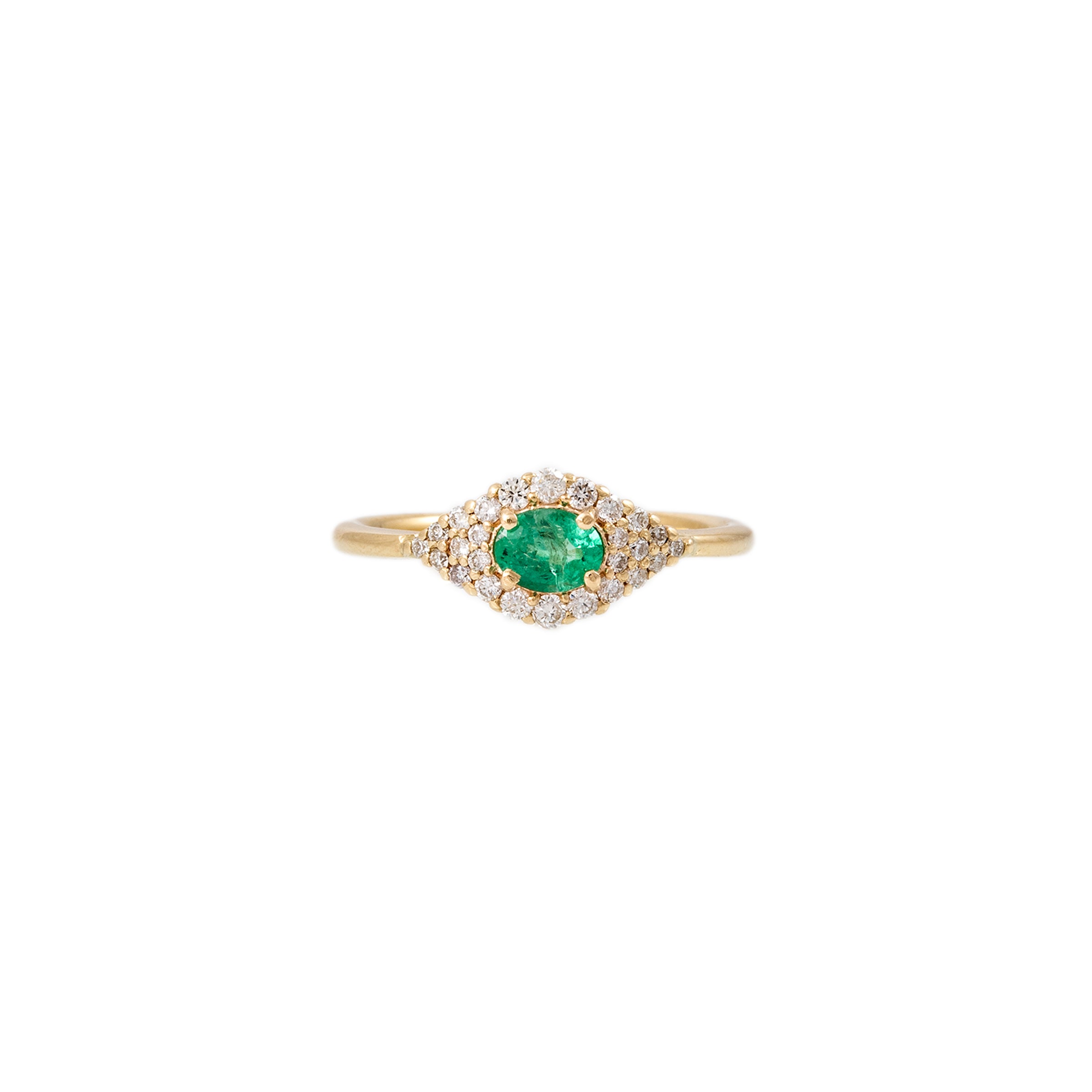 SMALL PAVE EMERALD CENTER EYE RING