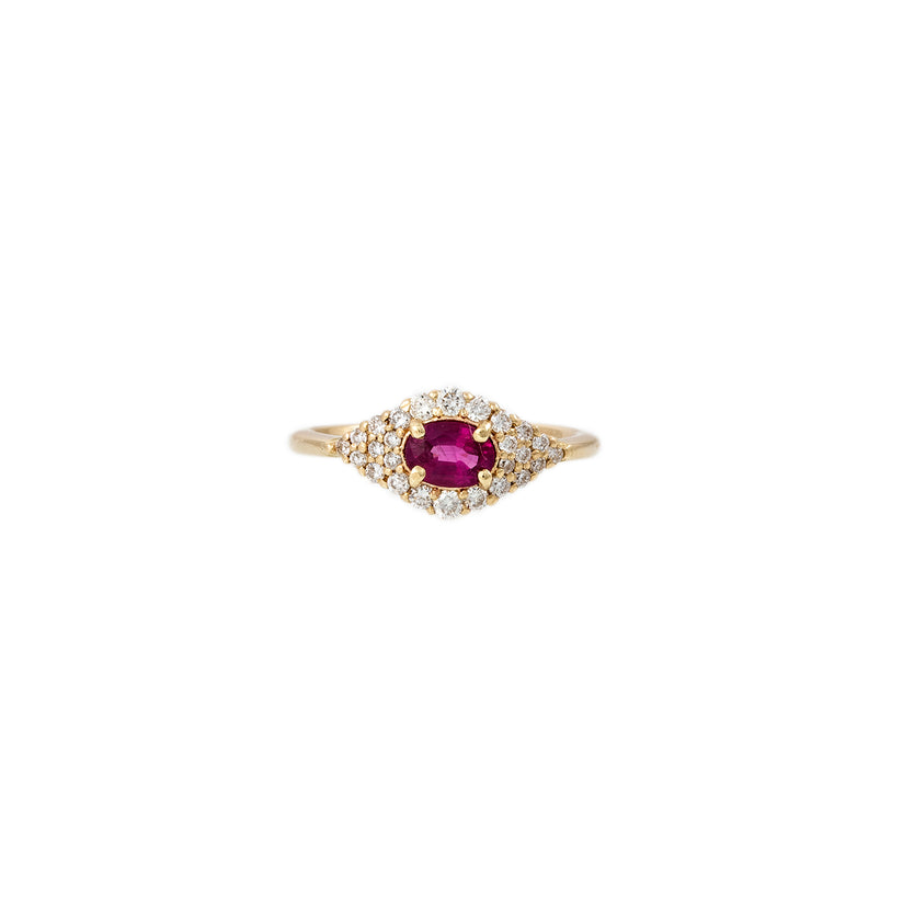 SMALL PAVE RUBY CENTER EYE RING