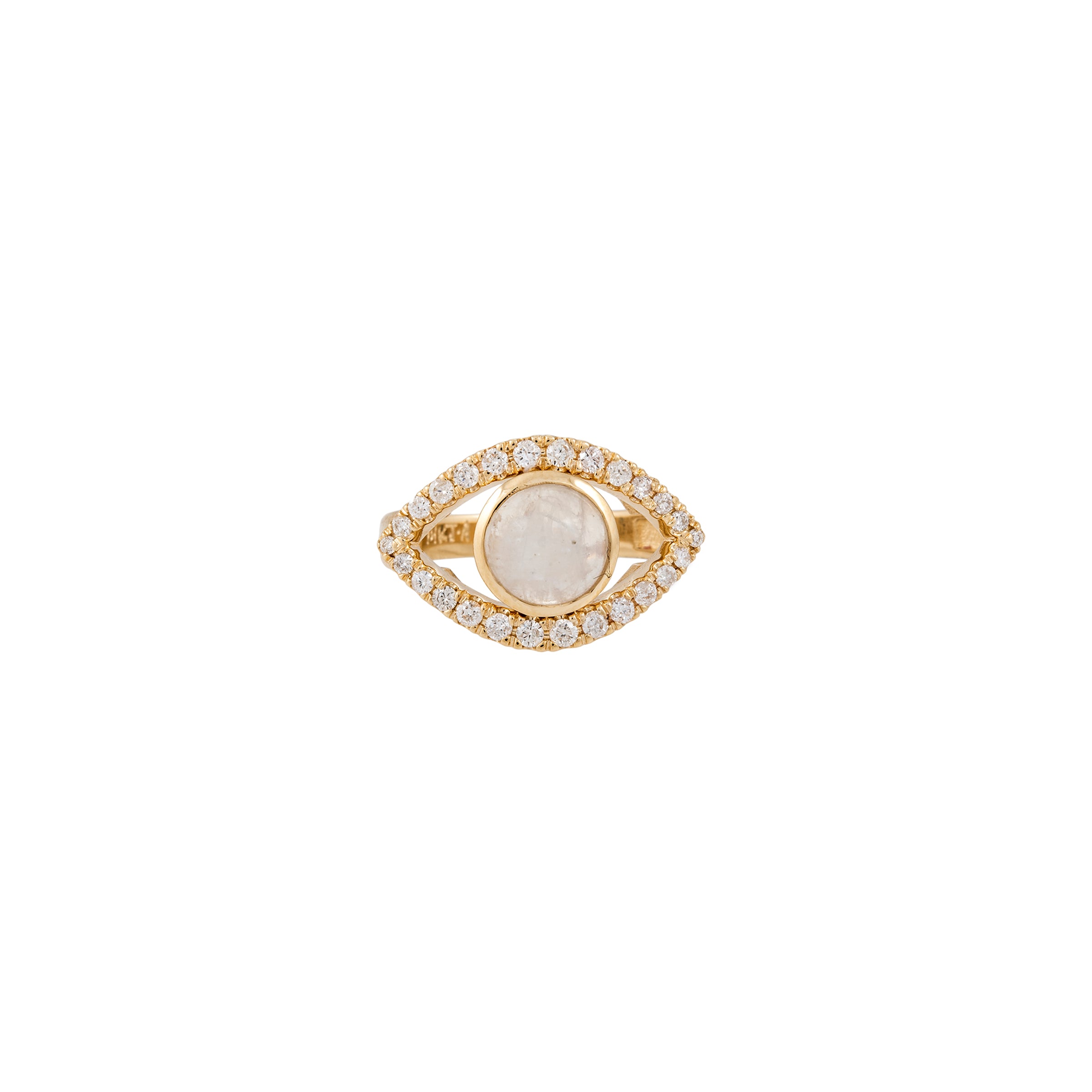 SMALL PAVE MOONSTONE CENTER OPEN EYE RING