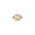 Small Pave Moonstone Center Open Eye Ring