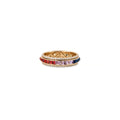 Thin Pave Diamond Rainbow Sapphire Spike Spinner RIng