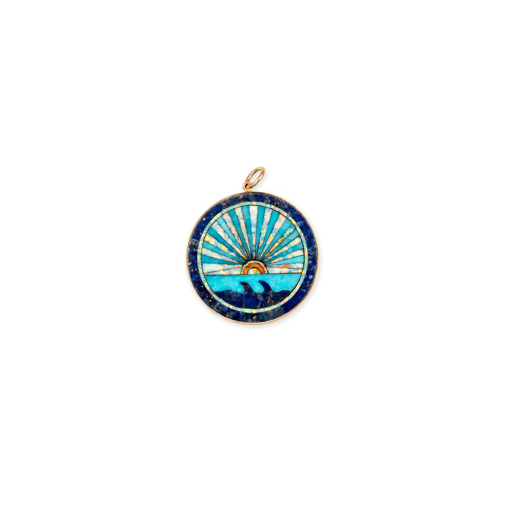 Small Round Opal Sunshine Inlay Necklace