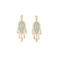 Pave Aquamarine Teardrop + Marquise Diamond Shakers Drop Earrings