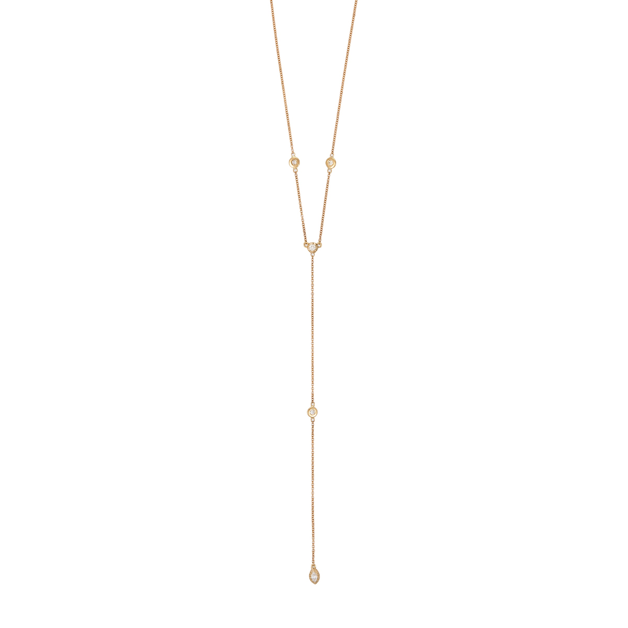 Sophia Round + Marquise Diamond Y Necklace