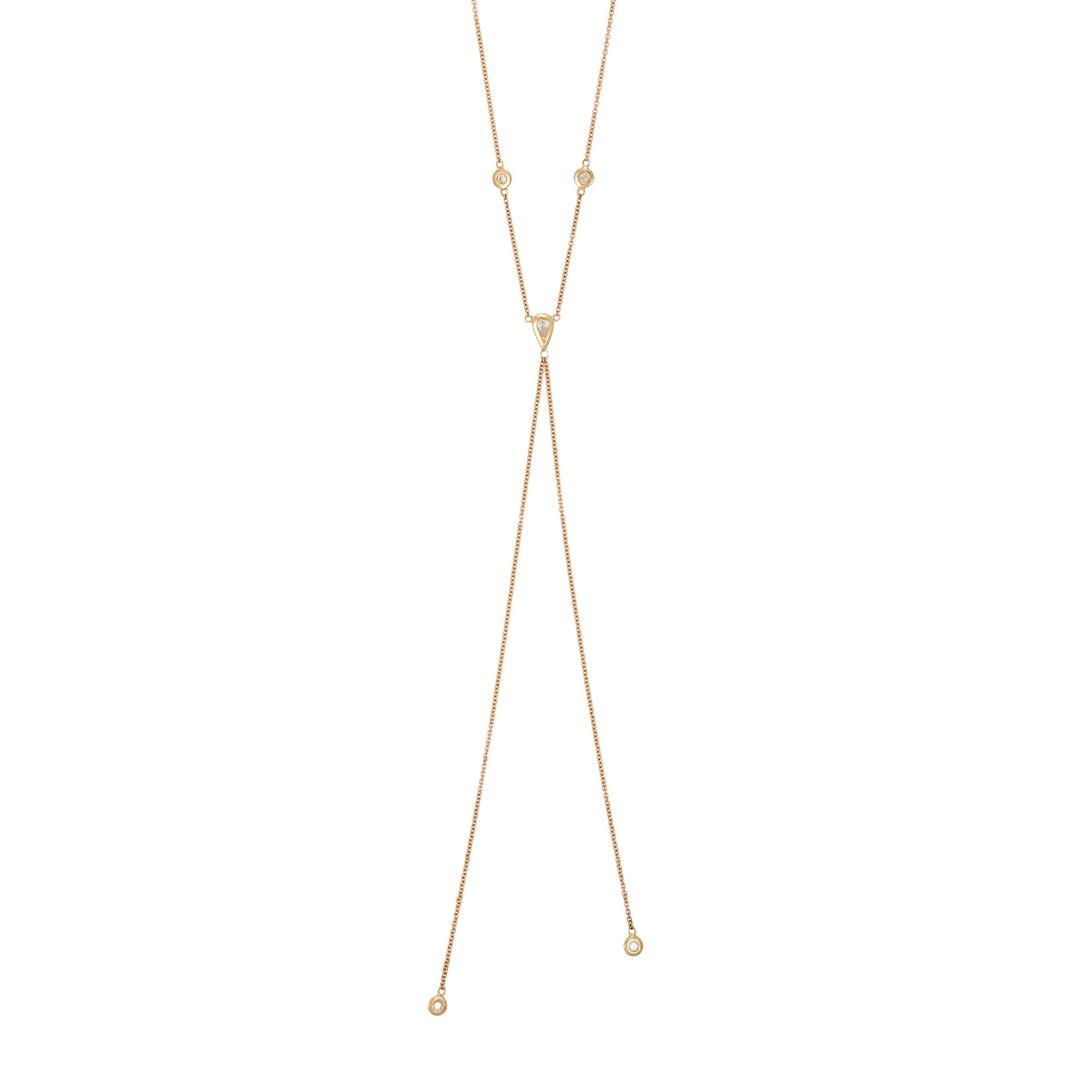 Round + Teardrop Diamond Bolo Y Necklace