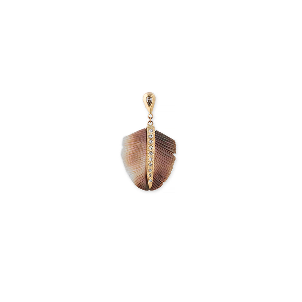 Teardrop Diamond + Pave Black Pearl Feather Drop Stud Earring
